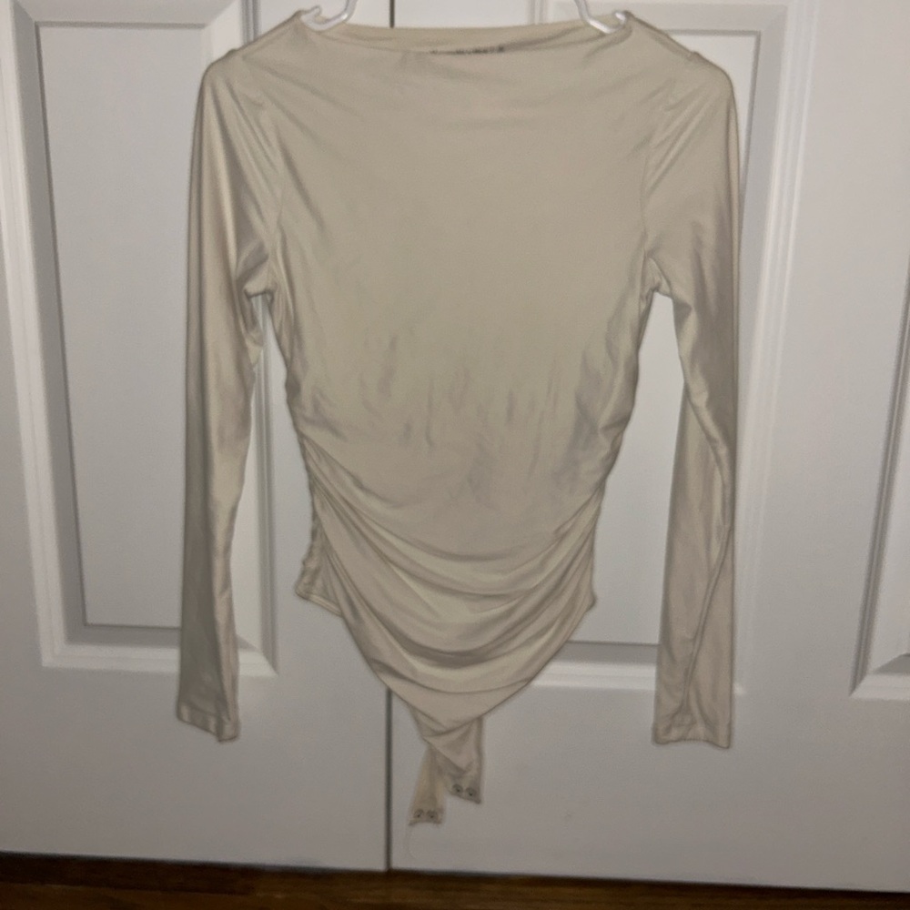 Abercrombie Long-Sleeve Ruched Back Top - Cream